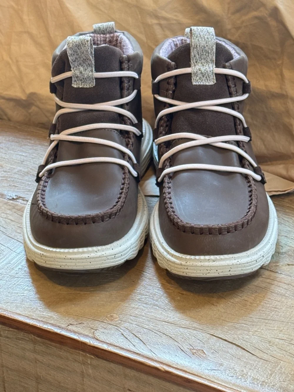 Hey Dude Women's Brown Reyes Soft Leather Pull On Moc Toe Boots Size 8 LK NWOB